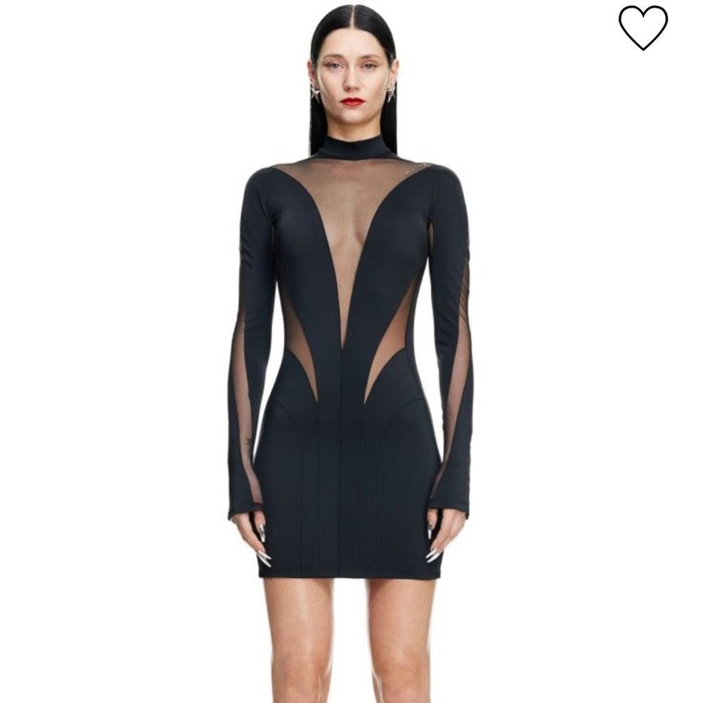 NWT H&M Black Mesh Panel Mini Dress Thierry Mugler